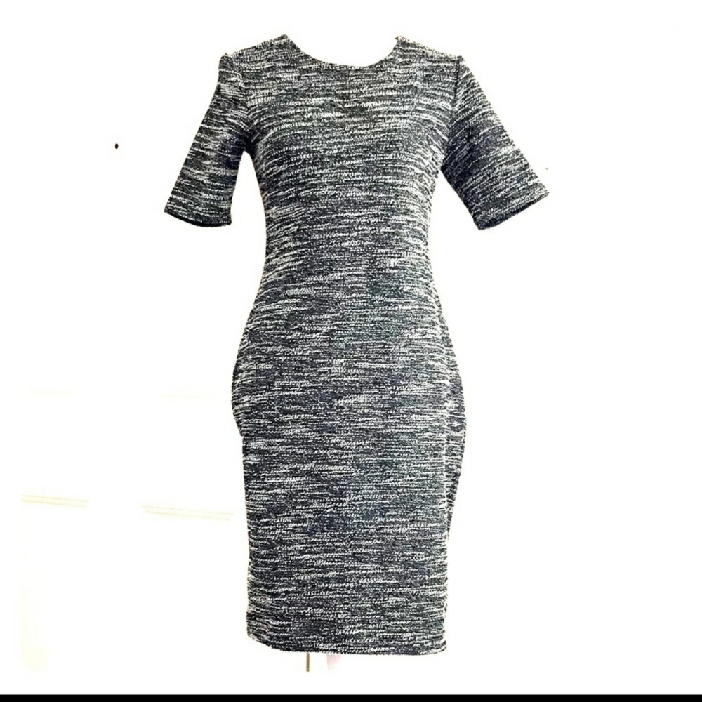 Banana Republic Tweed Knit Black & White Dress Size 12